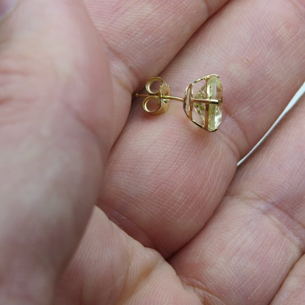 $350 14k Gold 8mm light Citrin Stud earring 3 carat tot - Picture 4 of 4